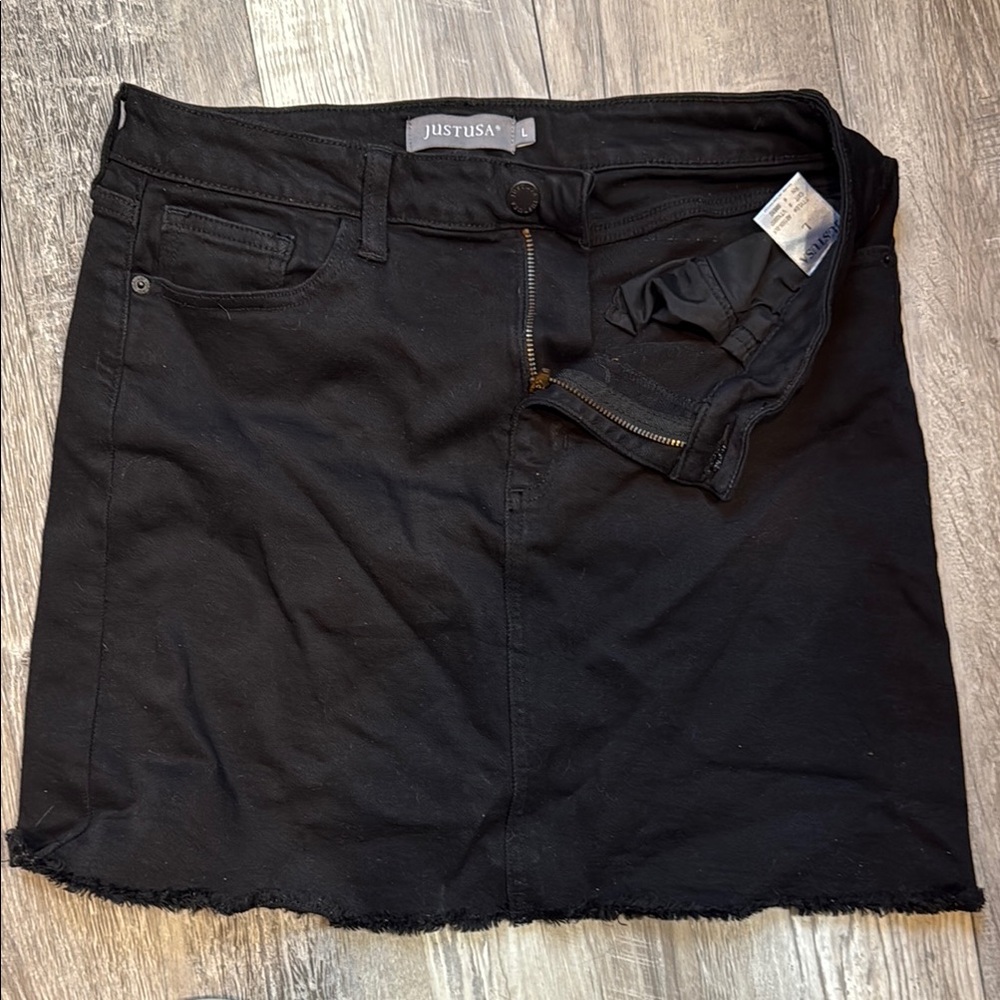 JUSTUSA Black Denim Skirt